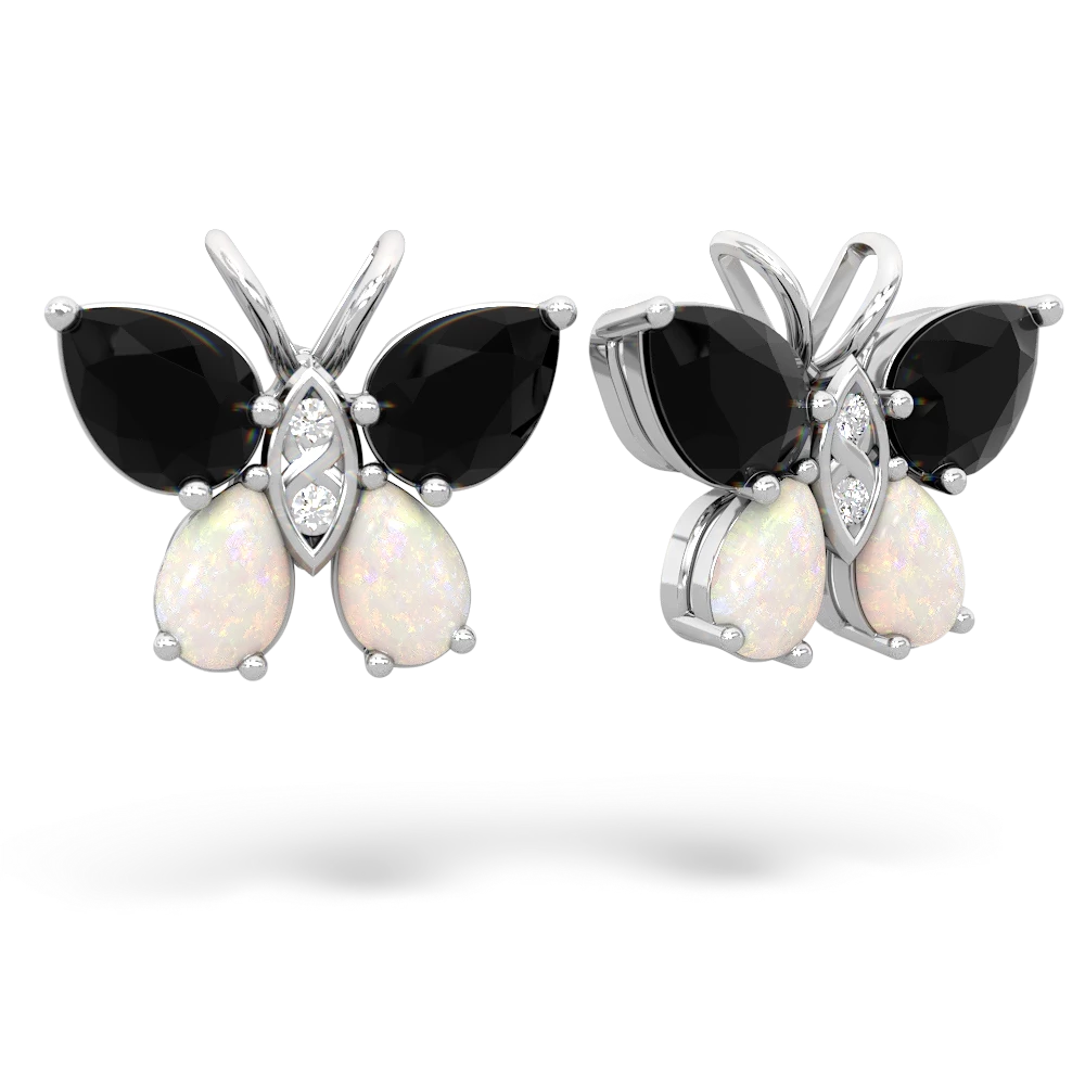 Onyx Butterfly 14K White Gold earrings E2215