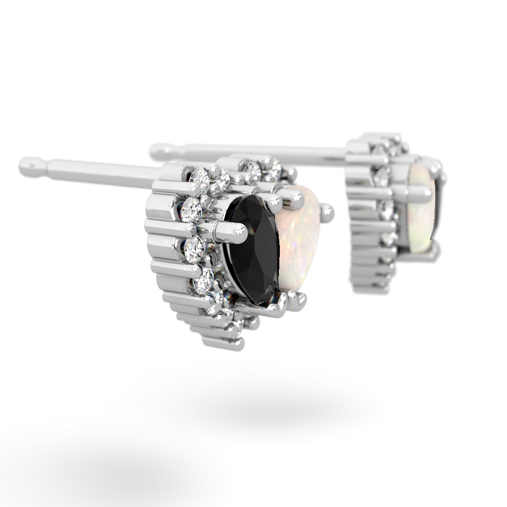 Onyx Halo 14K White Gold earrings E7008