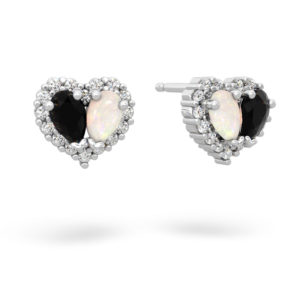 Onyx Halo 14K White Gold earrings E7008