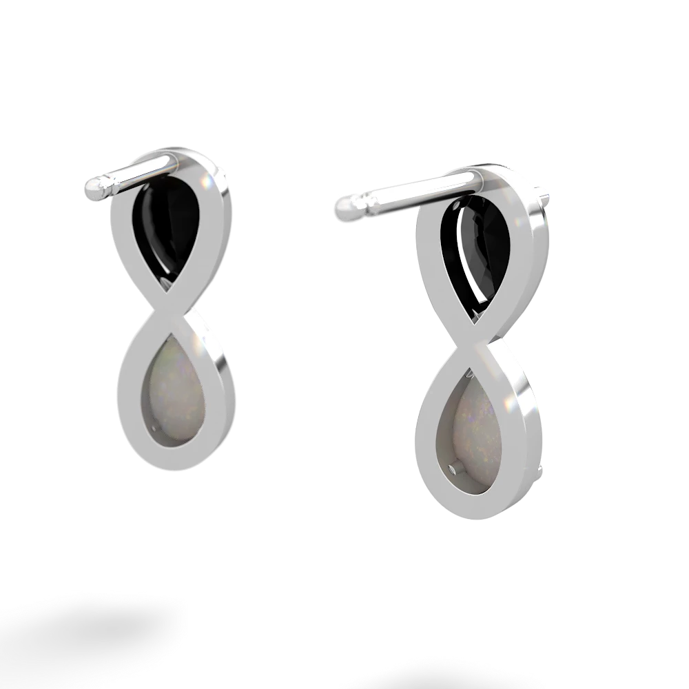 Onyx Infinity 14K White Gold earrings E5050