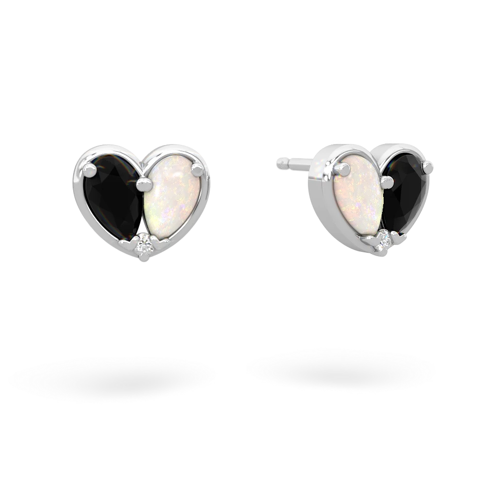 Onyx 'Our Heart' 14K White Gold earrings E5072