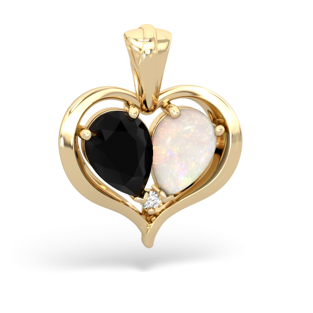 Onyx Two Become One 14K Yellow Gold pendant P5330