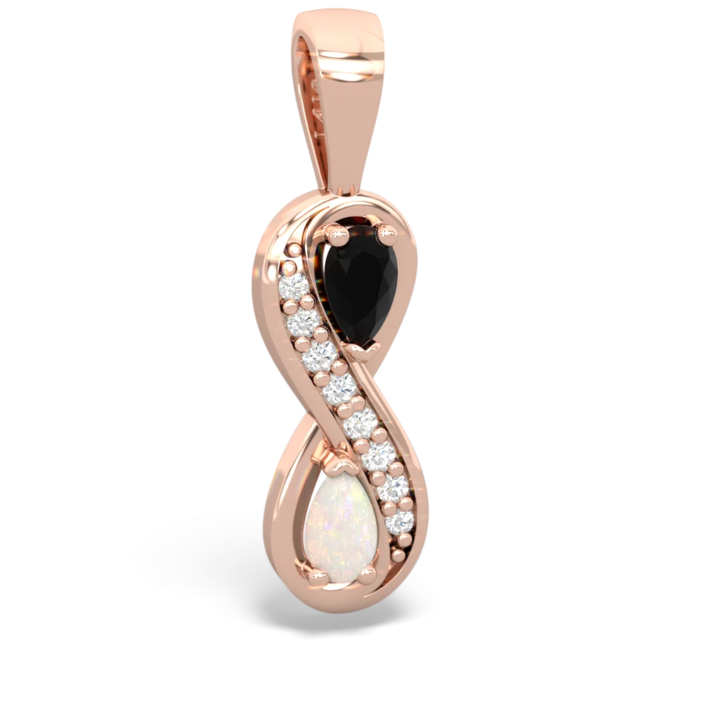 Onyx Diamond Infinity 14K Rose Gold pendant P5390