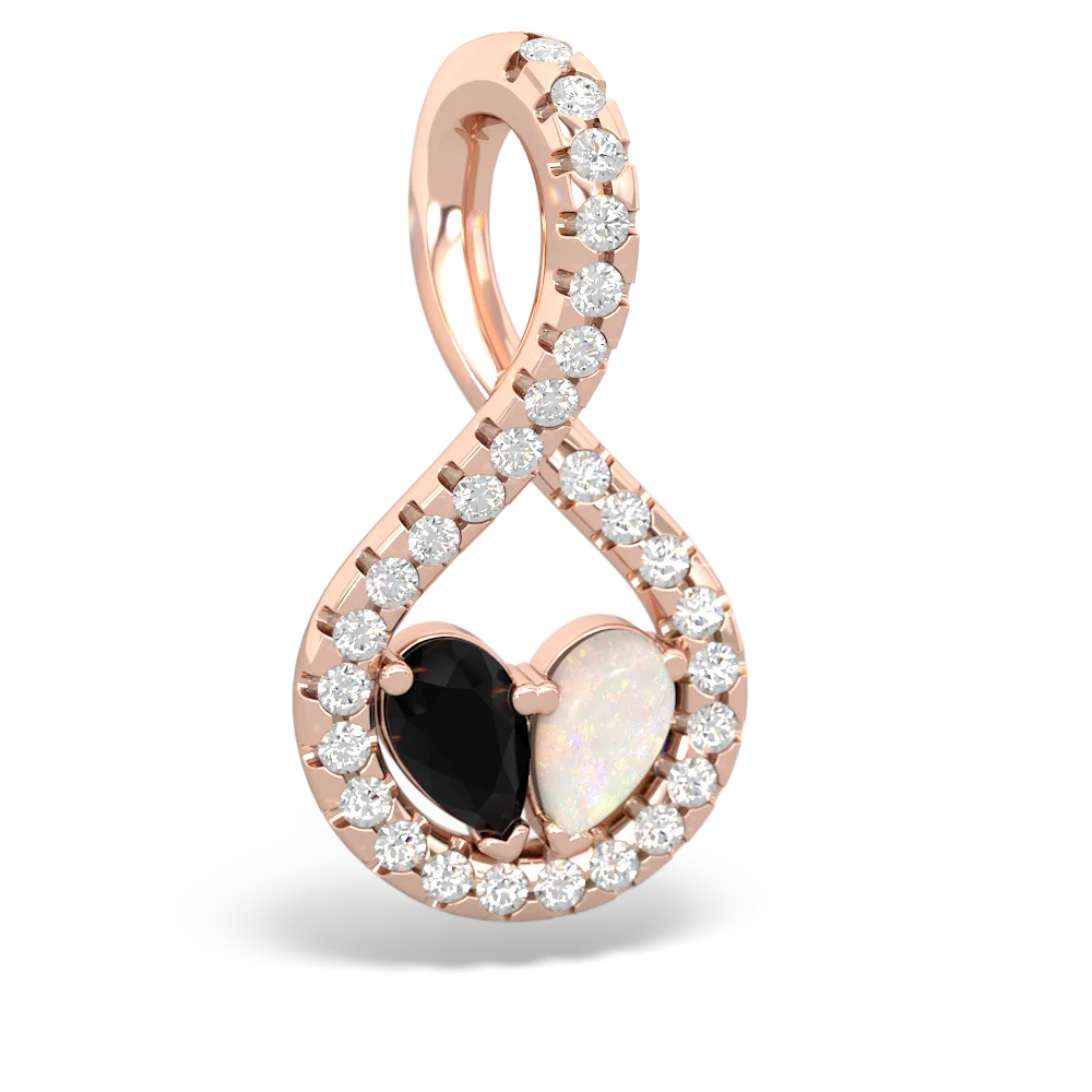 Onyx Pave Twist 'One Heart' 14K Rose Gold pendant P5360