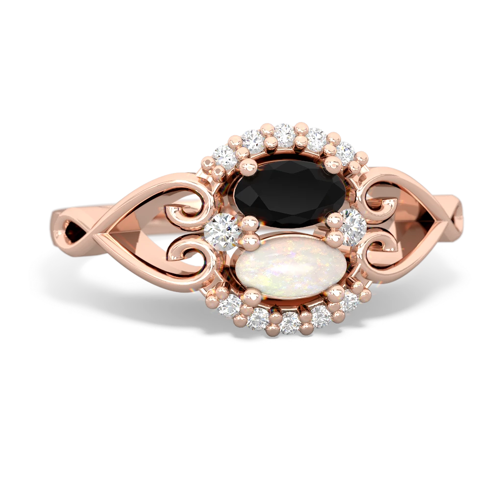 Onyx Love Nest 14K Rose Gold ring R5860