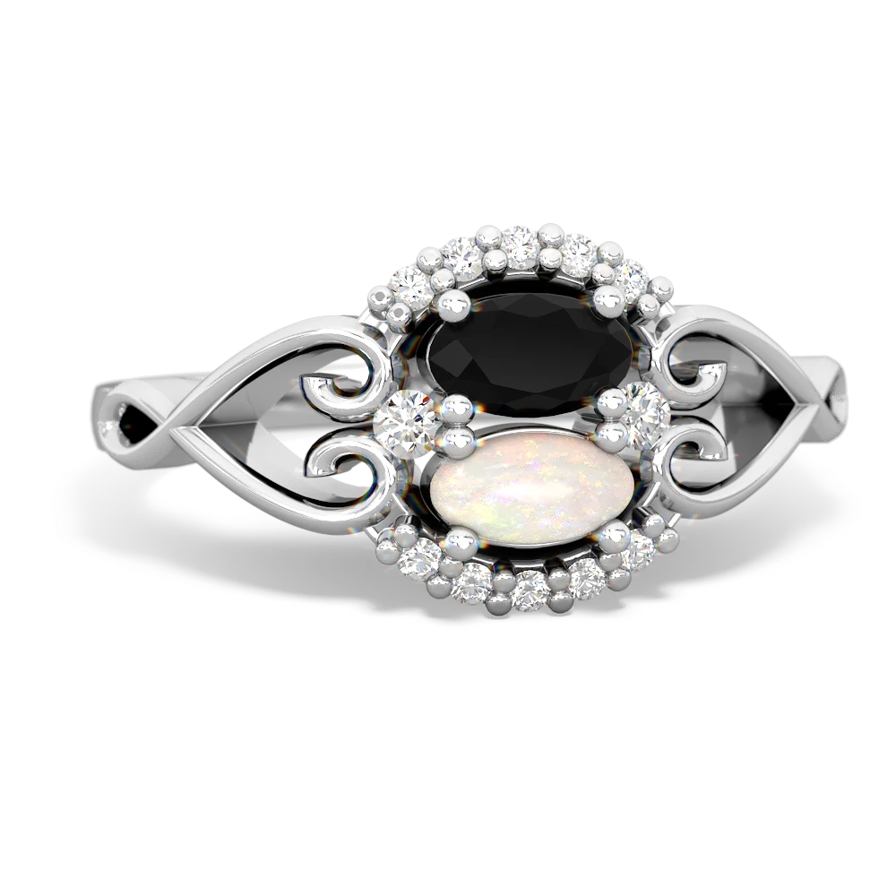 Onyx Love Nest 14K White Gold ring R5860