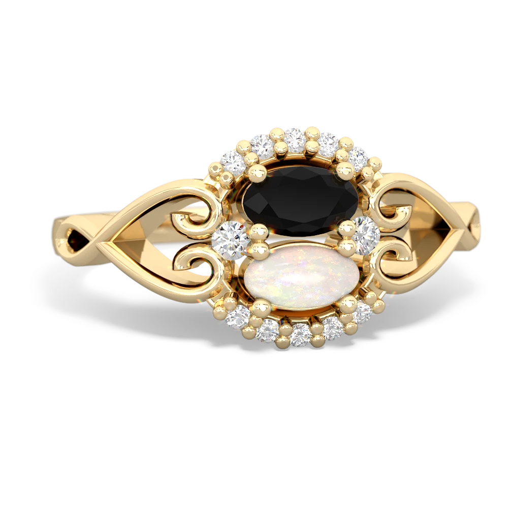 Onyx Love Nest 14K Yellow Gold ring R5860