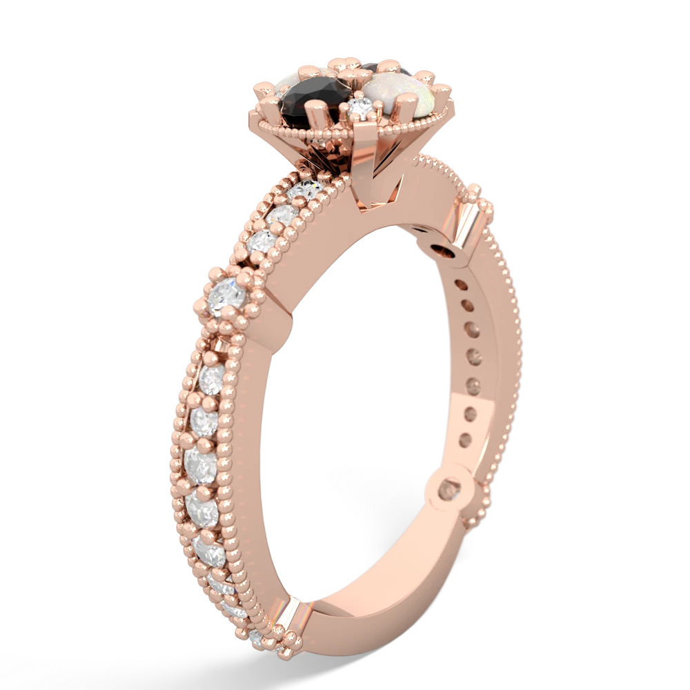 Onyx Sparkling Tiara Cluster 14K Rose Gold ring R26293RD