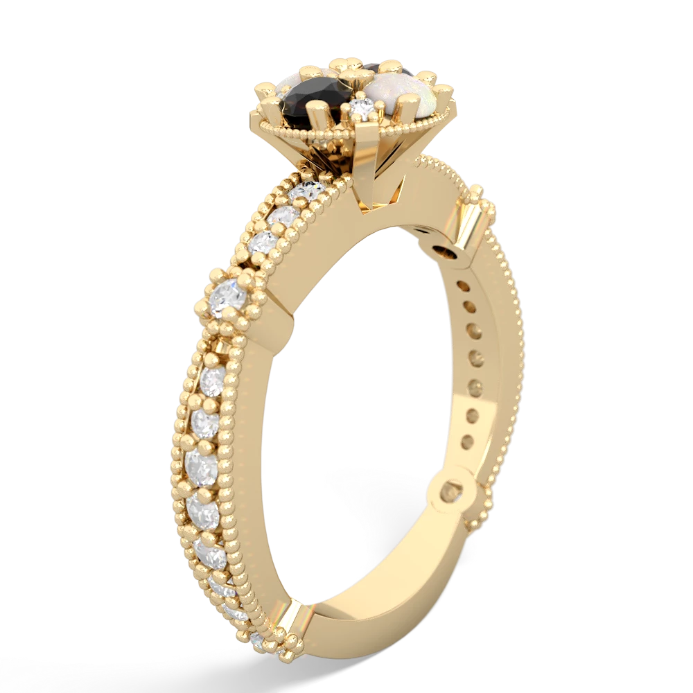 Onyx Sparkling Tiara Cluster 14K Yellow Gold ring R26293RD