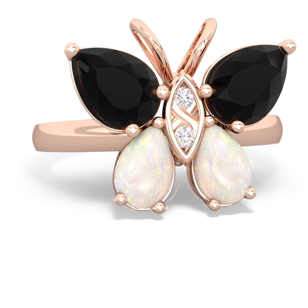 Onyx Butterfly 14K Rose Gold ring R2215