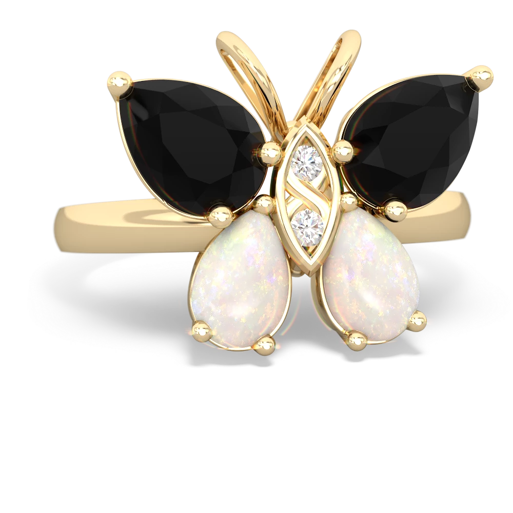 Onyx Butterfly 14K Yellow Gold ring R2215