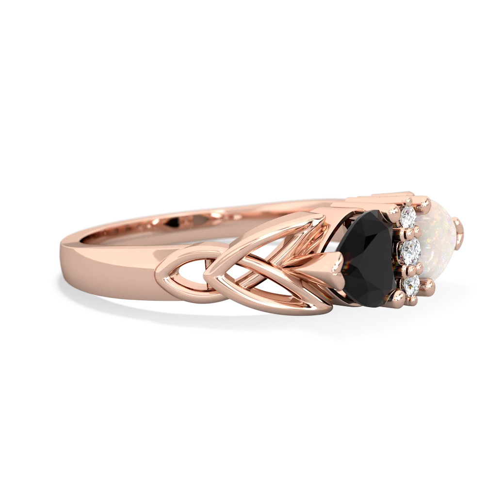 Onyx Celtic Knot Double Heart 14K Rose Gold ring R5040