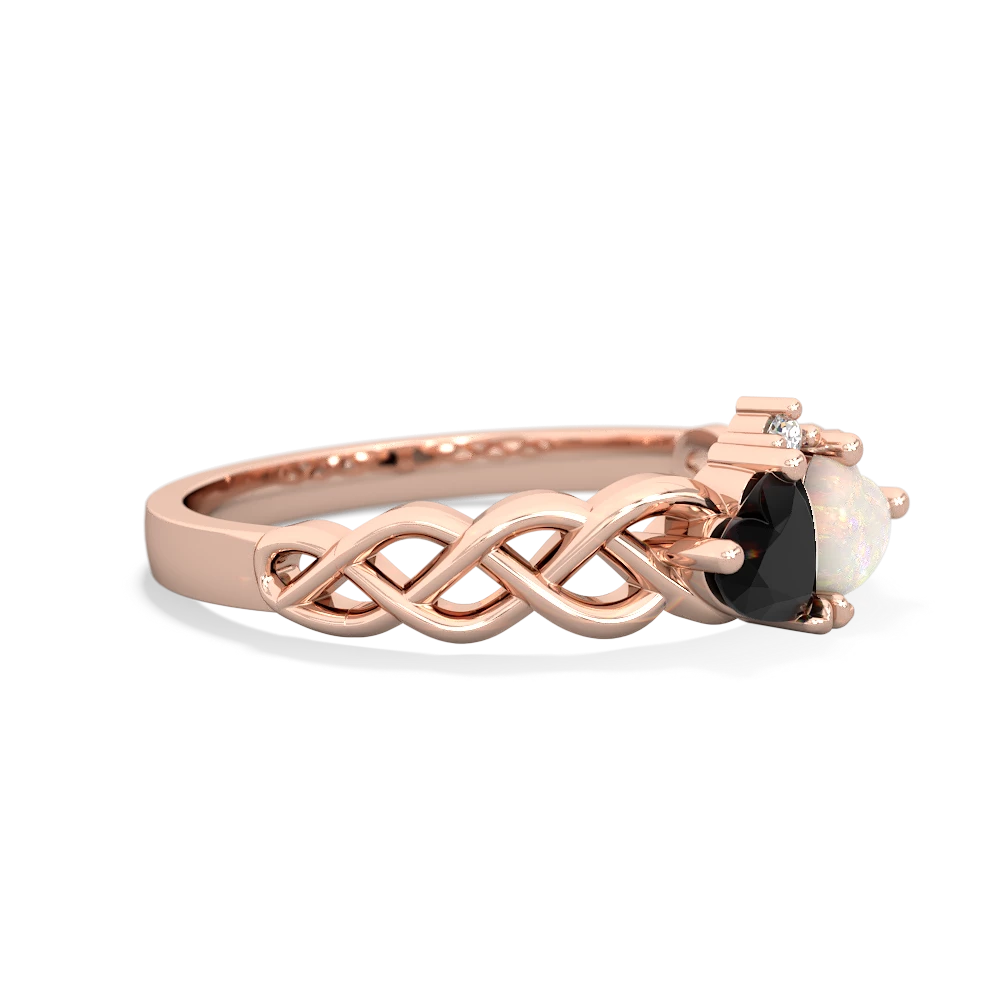 Onyx Heart To Heart Braid 14K Rose Gold ring R5870