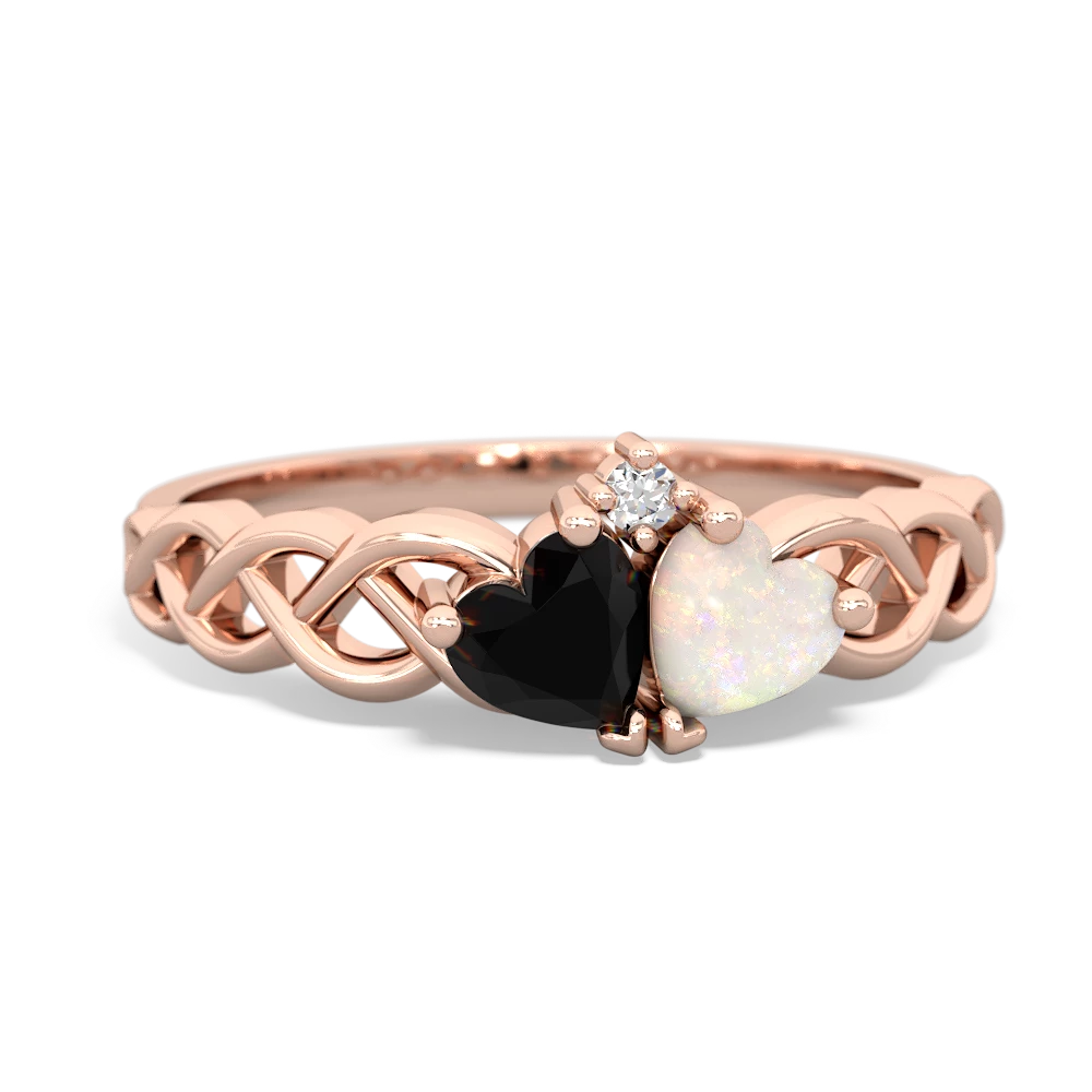 Onyx Heart To Heart Braid 14K Rose Gold ring R5870