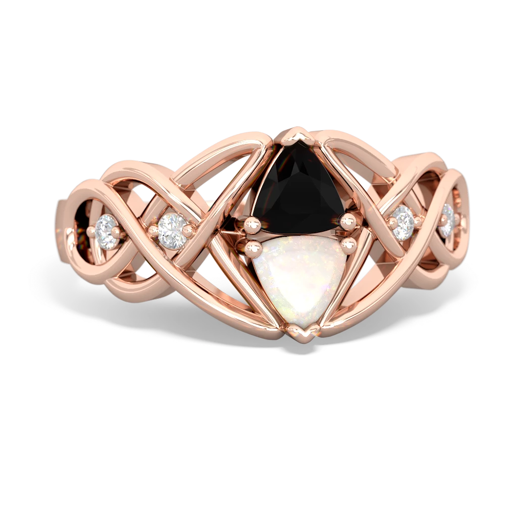 Onyx Keepsake Celtic Knot 14K Rose Gold ring R5300