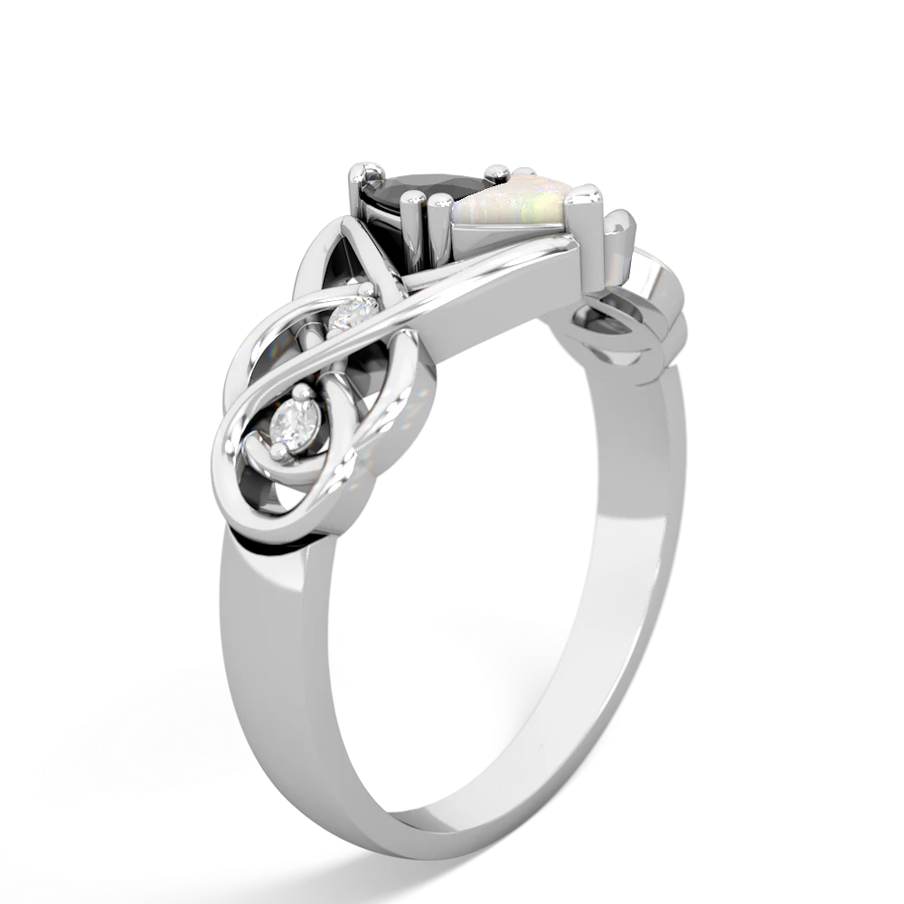 Onyx Keepsake Celtic Knot 14K White Gold ring R5300
