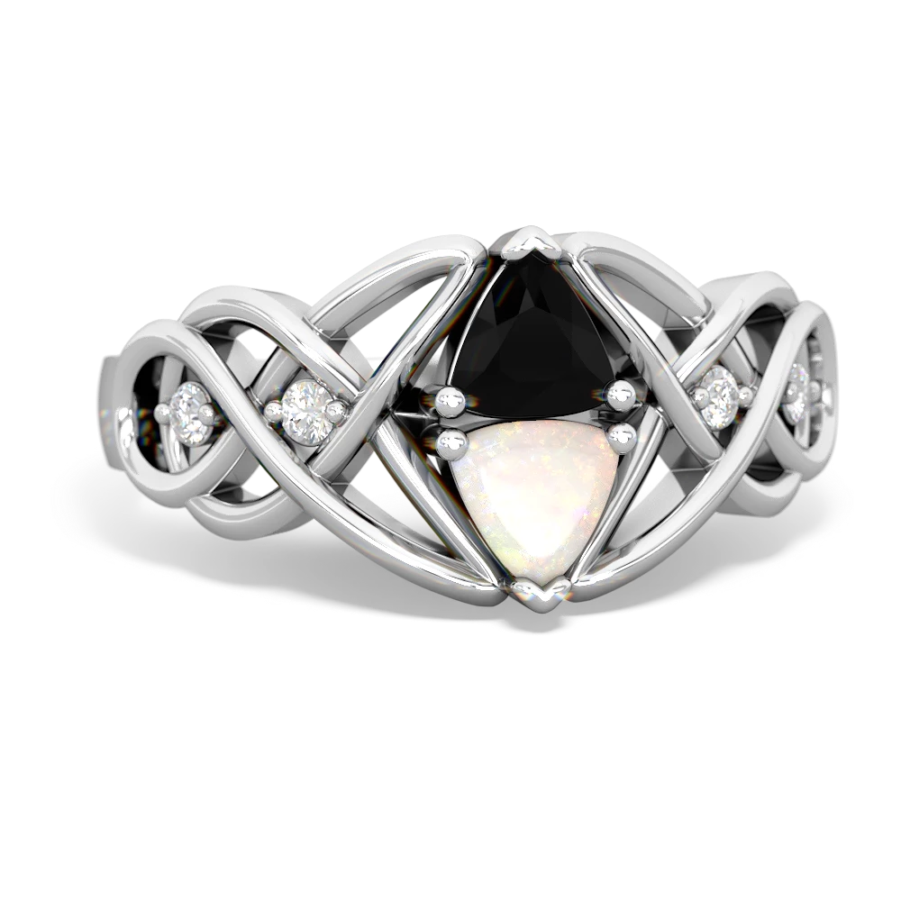 Onyx Keepsake Celtic Knot 14K White Gold ring R5300