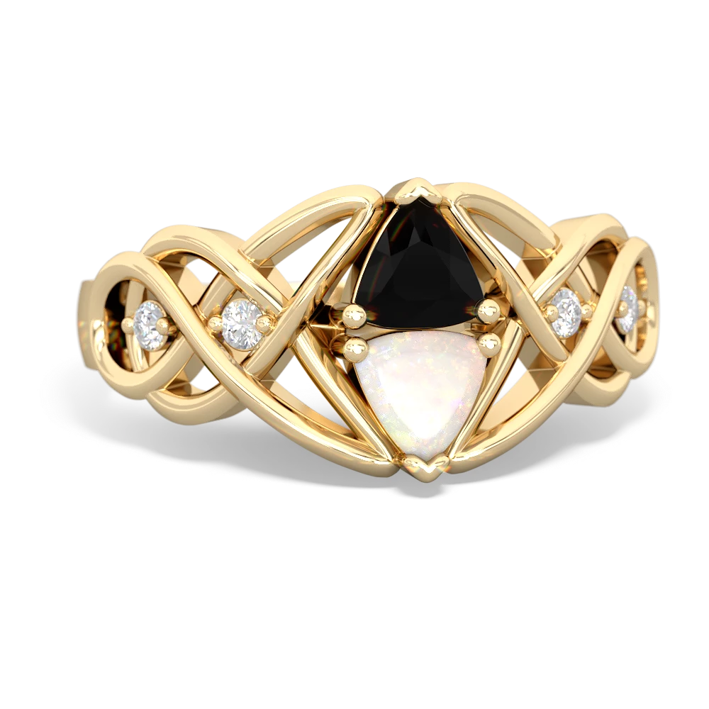 Onyx Keepsake Celtic Knot 14K Yellow Gold ring R5300