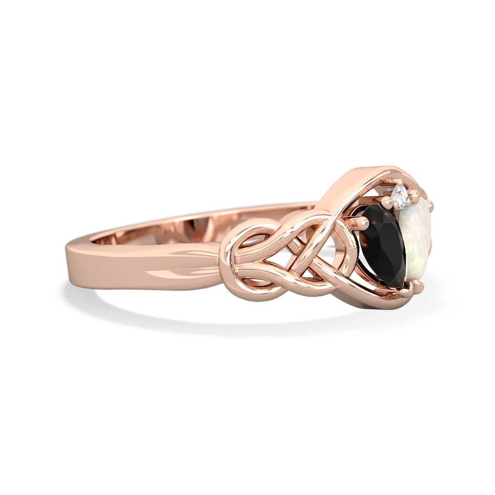 Onyx Celtic Love Knot 14K Rose Gold ring R5420