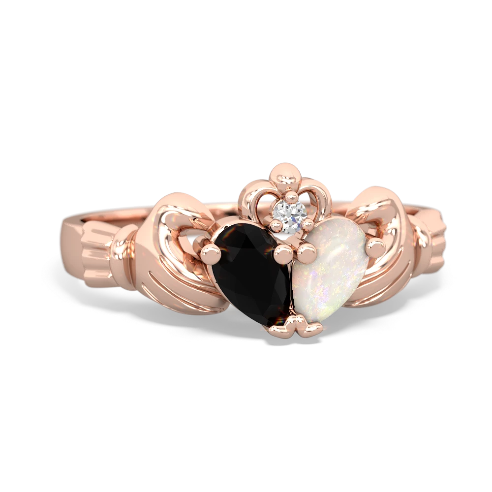 Onyx 'Our Heart' Claddagh 14K Rose Gold ring R2388