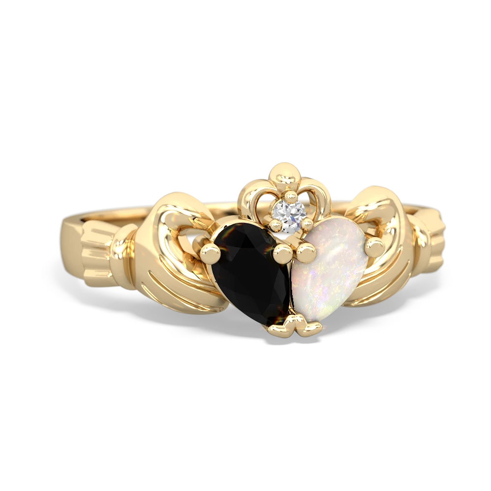 Onyx 'Our Heart' Claddagh 14K Yellow Gold ring R2388