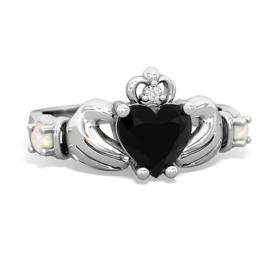 Onyx Claddagh Keepsake 14K White Gold ring R5245