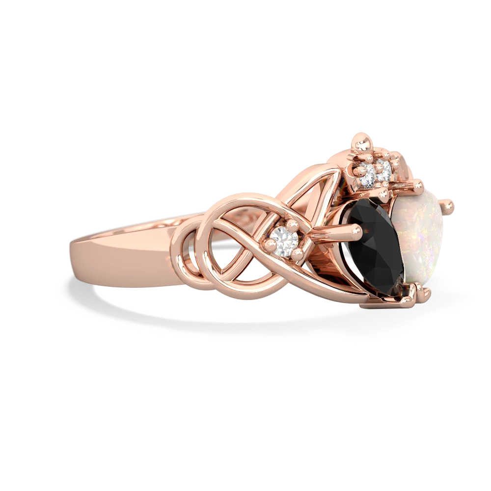 Onyx 'One Heart' Celtic Knot Claddagh 14K Rose Gold ring R5322