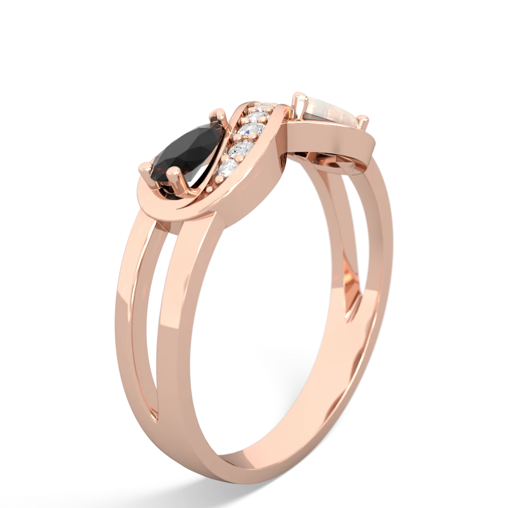 Onyx Diamond Infinity 14K Rose Gold ring R5390