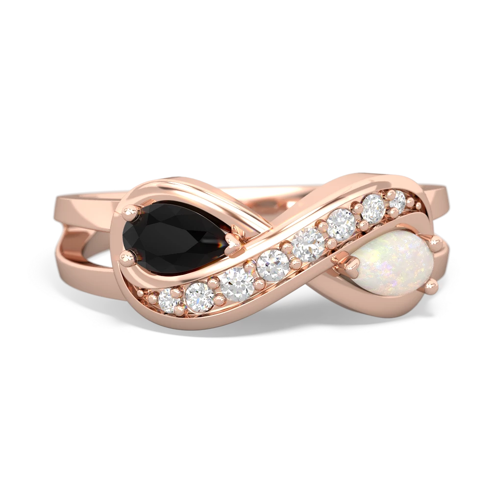 Onyx Diamond Infinity 14K Rose Gold ring R5390