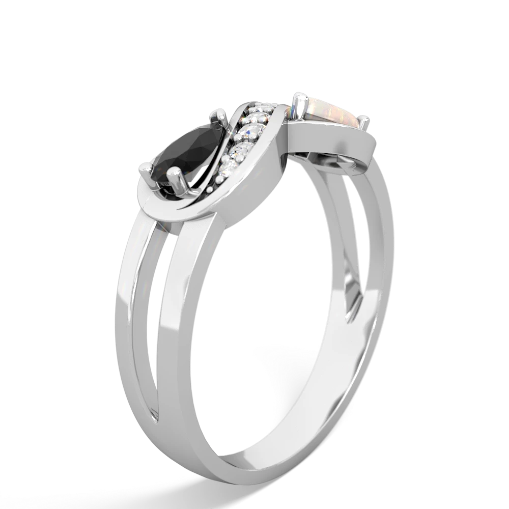 Onyx Diamond Infinity 14K White Gold ring R5390