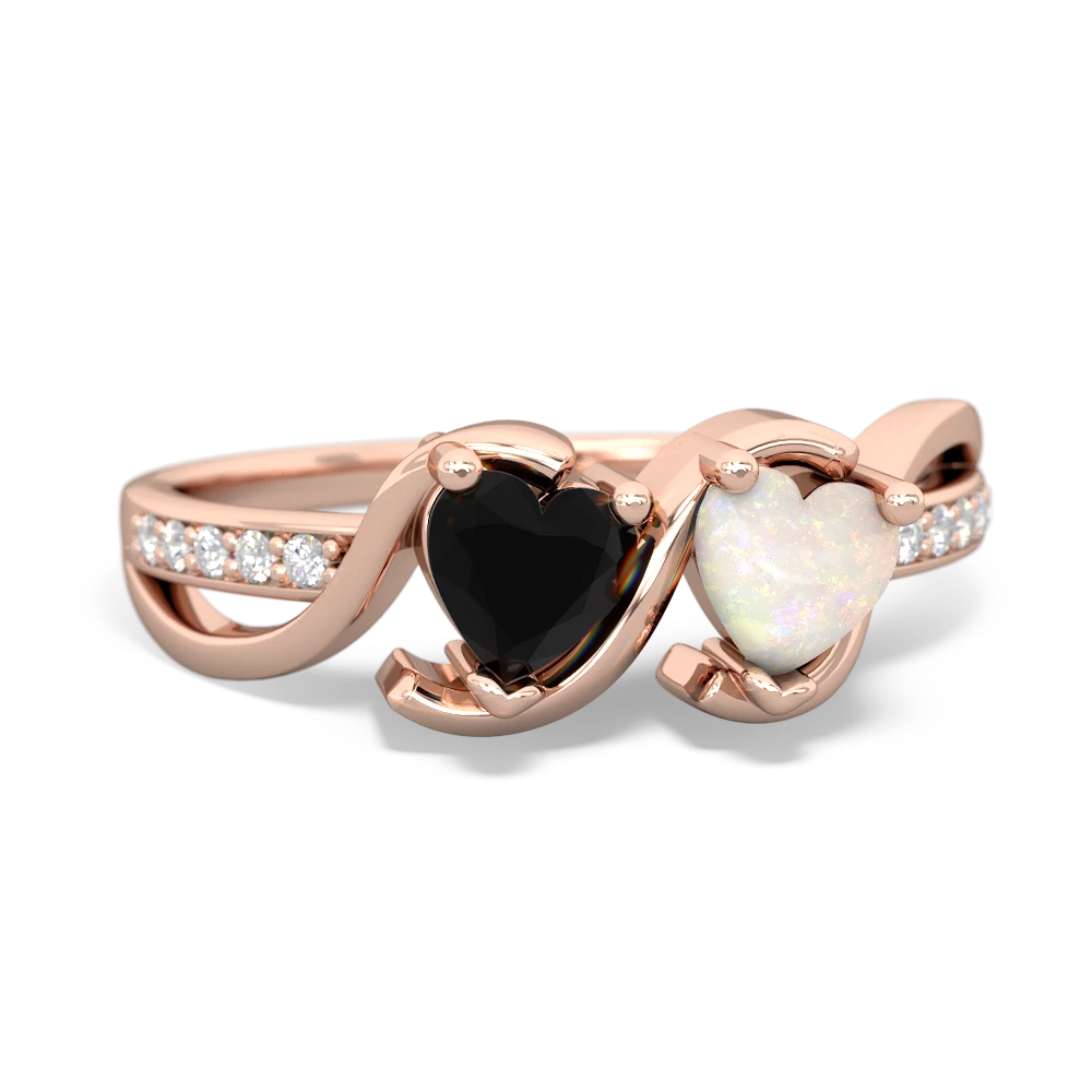 Onyx Side By Side 14K Rose Gold ring R3090