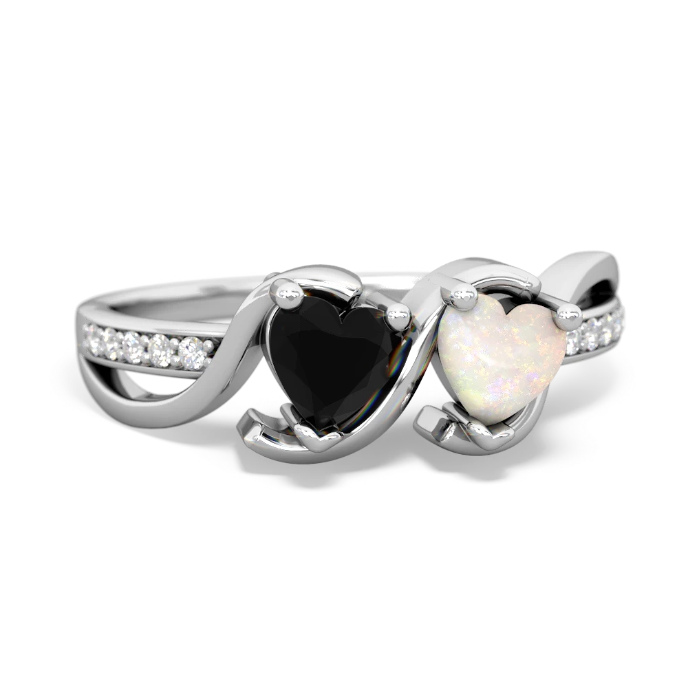 Onyx Side By Side 14K White Gold ring R3090