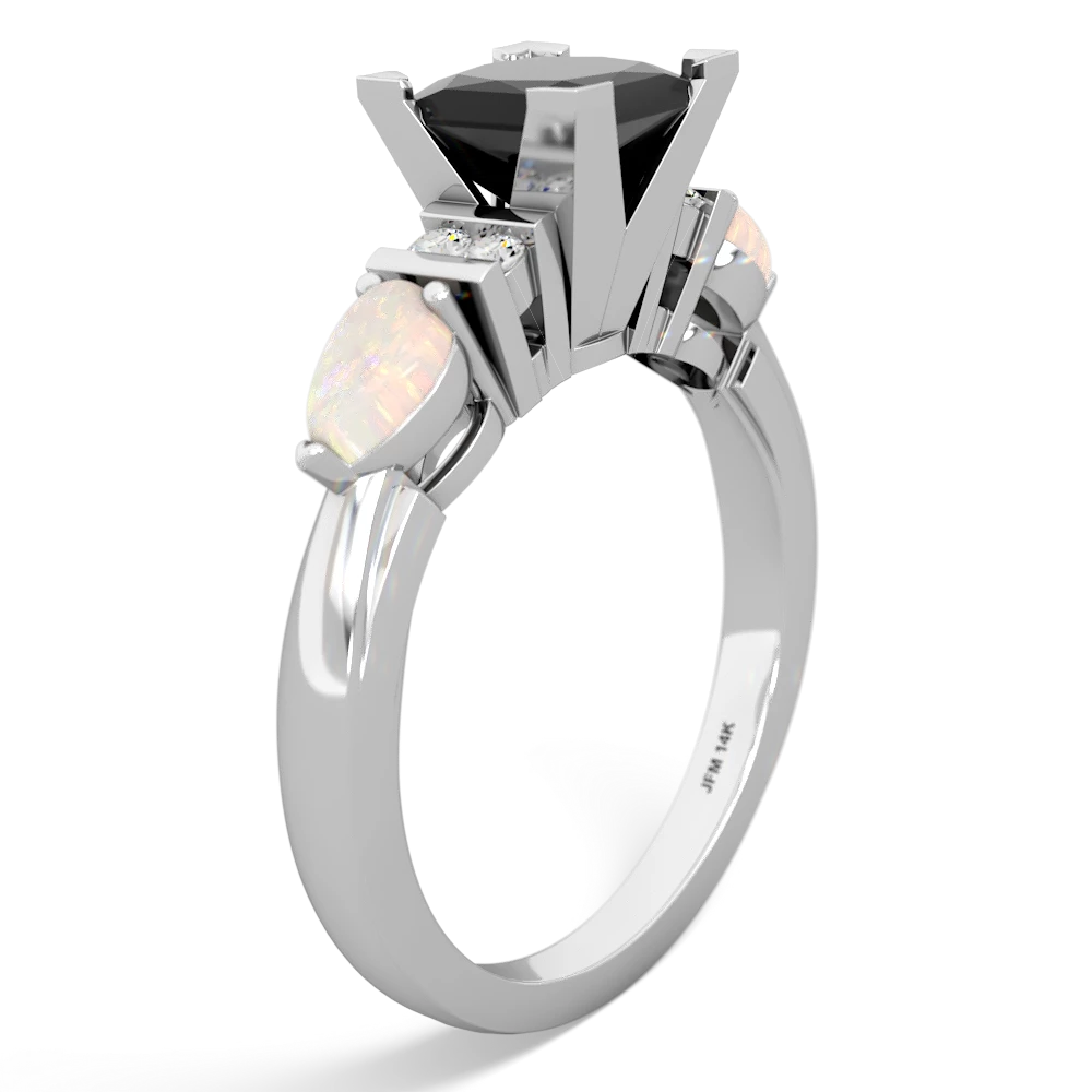 Onyx 6Mm Princess Eternal Embrace Engagement 14K White Gold ring C2002