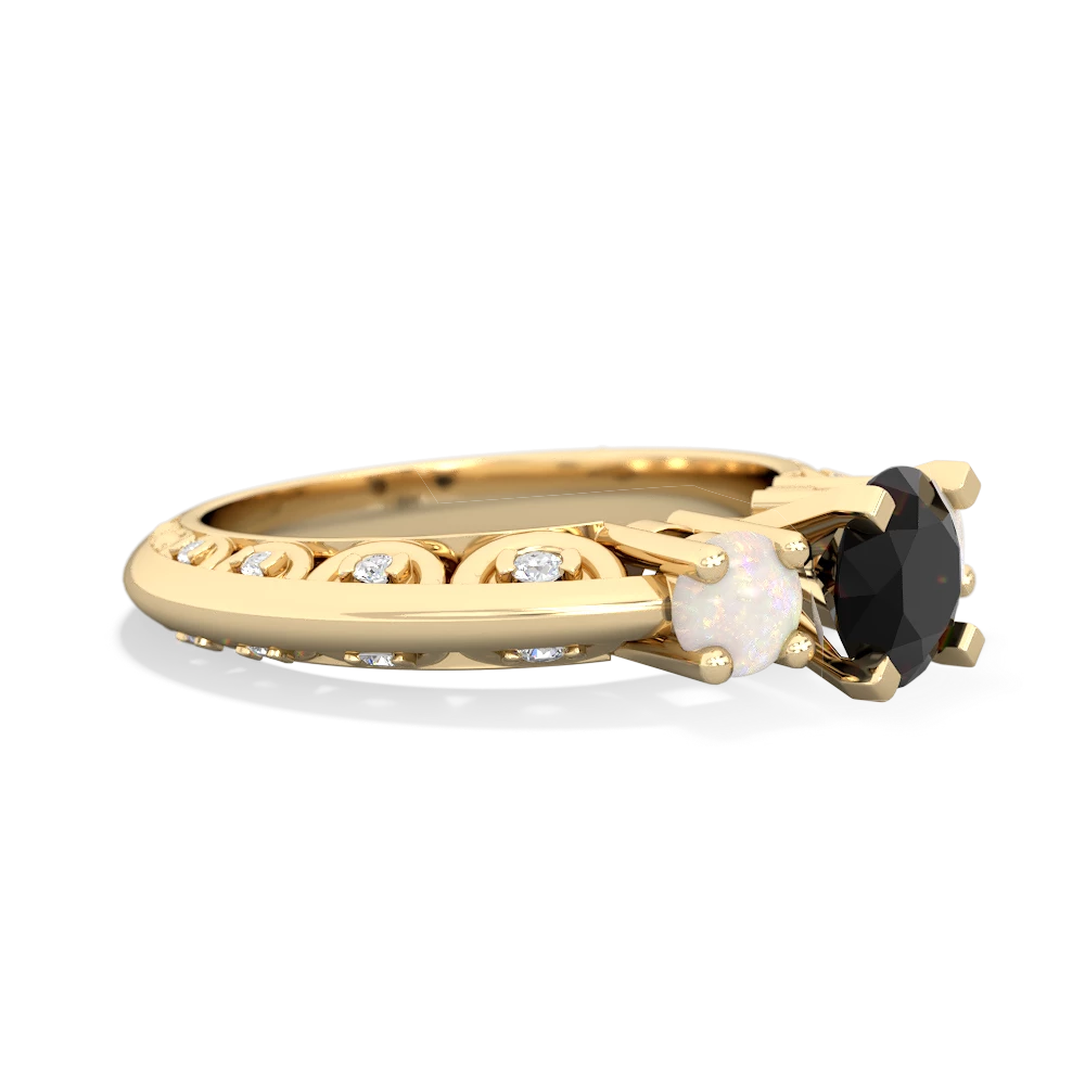 Onyx Art Deco Eternal Embrace Engagement 14K Yellow Gold ring C2003