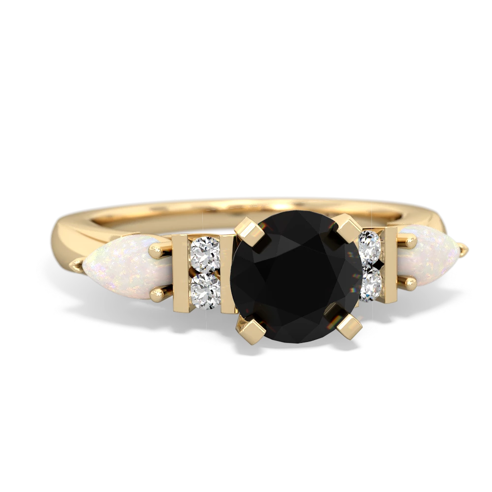 Onyx 6Mm Round Eternal Embrace Engagement 14K Yellow Gold ring R2005