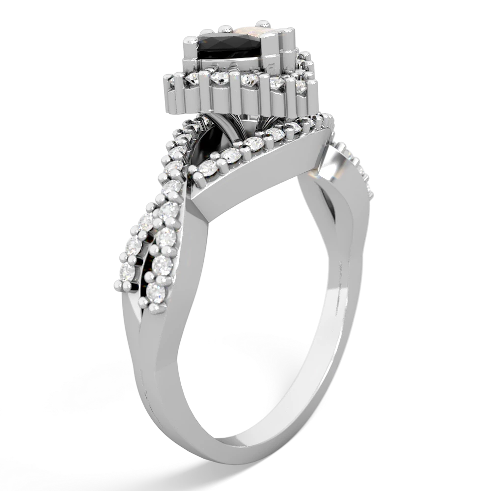 Onyx Diamond Twist 'One Heart' 14K White Gold ring R2640HRT