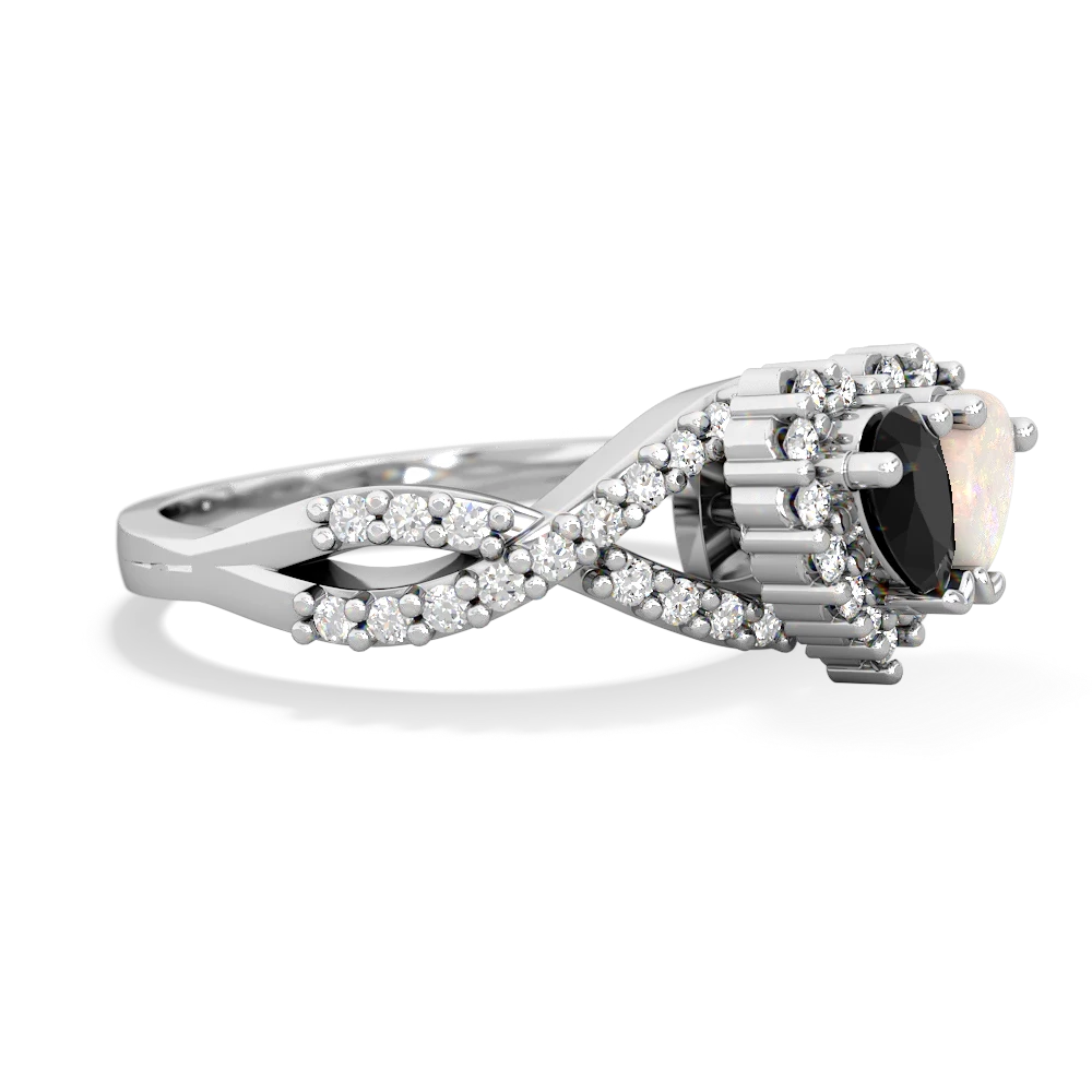 Onyx Diamond Twist 'One Heart' 14K White Gold ring R2640HRT