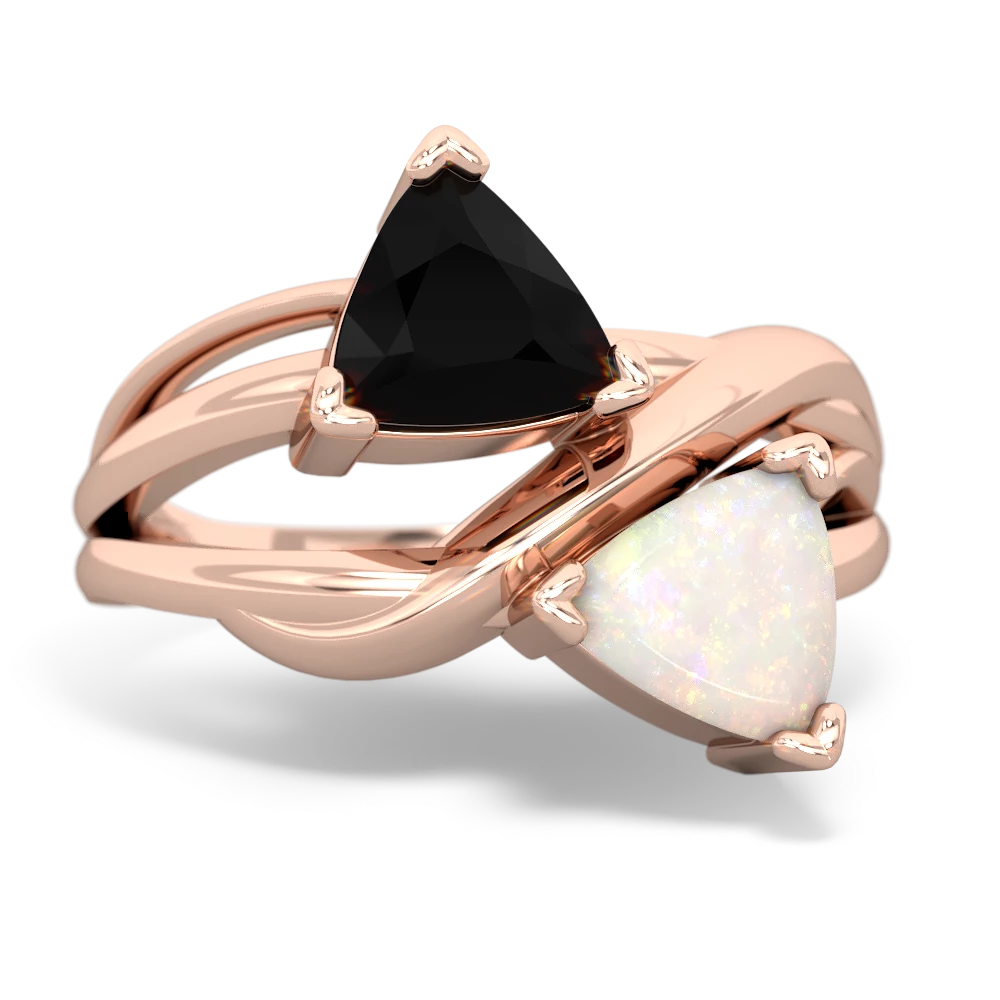 Onyx Split Band Swirl 14K Rose Gold ring R2341