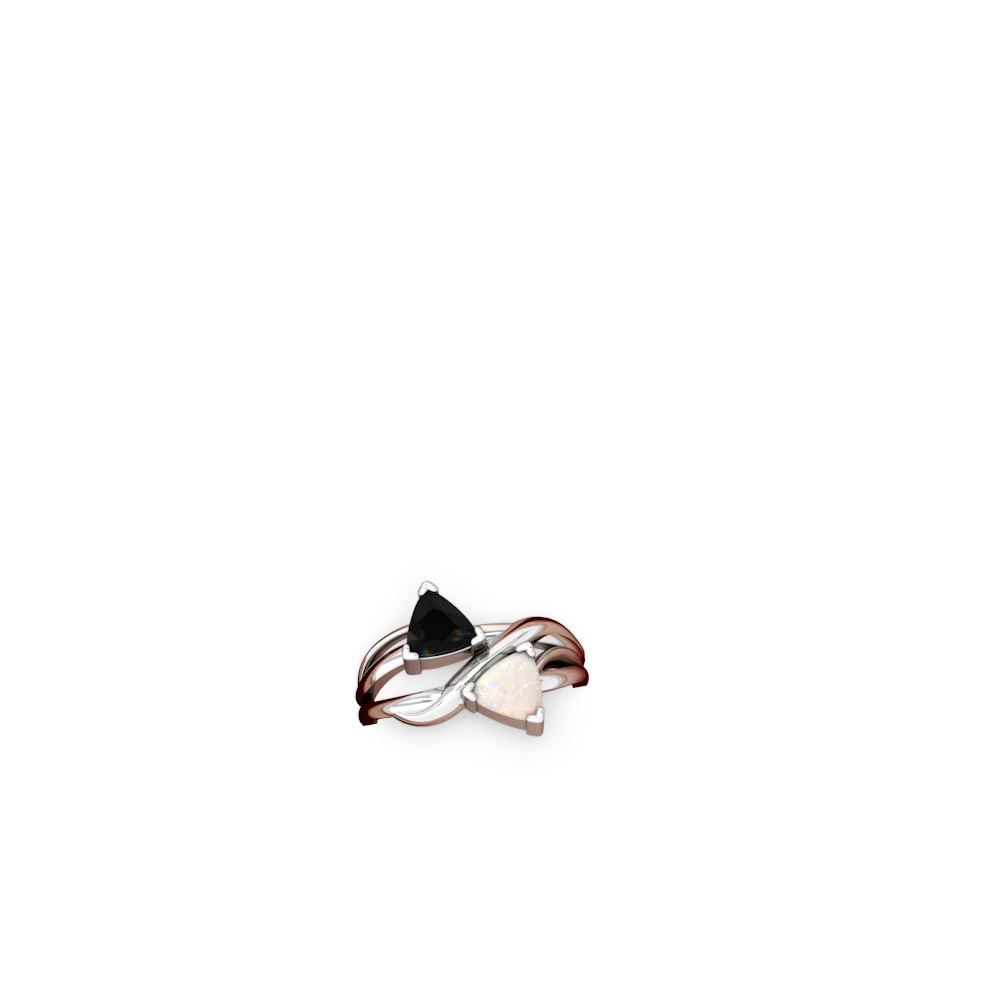 Onyx Split Band Swirl 14K White Gold ring R2341