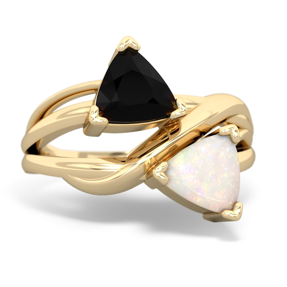 Onyx Split Band Swirl 14K Yellow Gold ring R2341