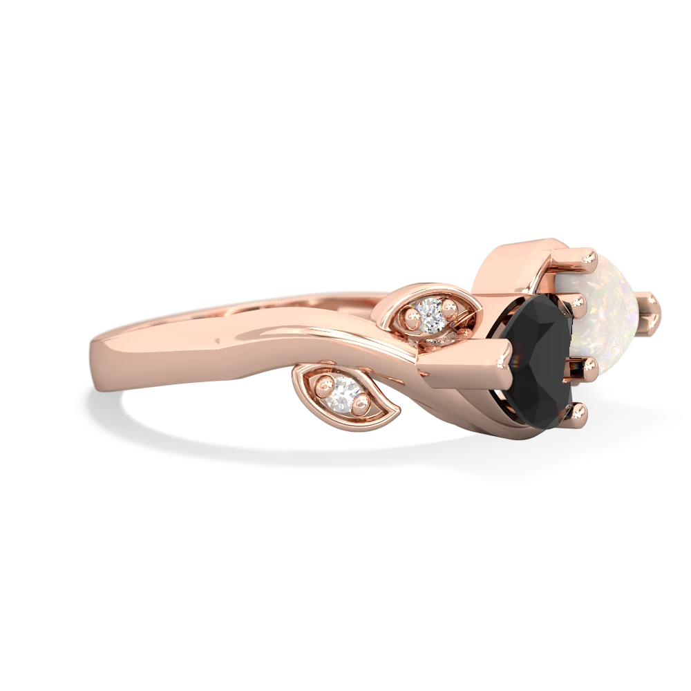 Onyx Floral Elegance 14K Rose Gold ring R5790