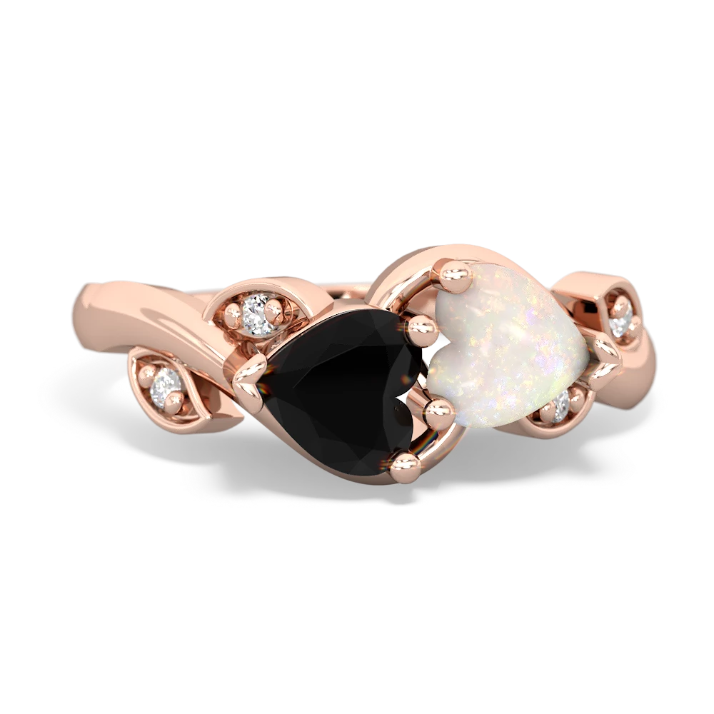 Onyx Floral Elegance 14K Rose Gold ring R5790