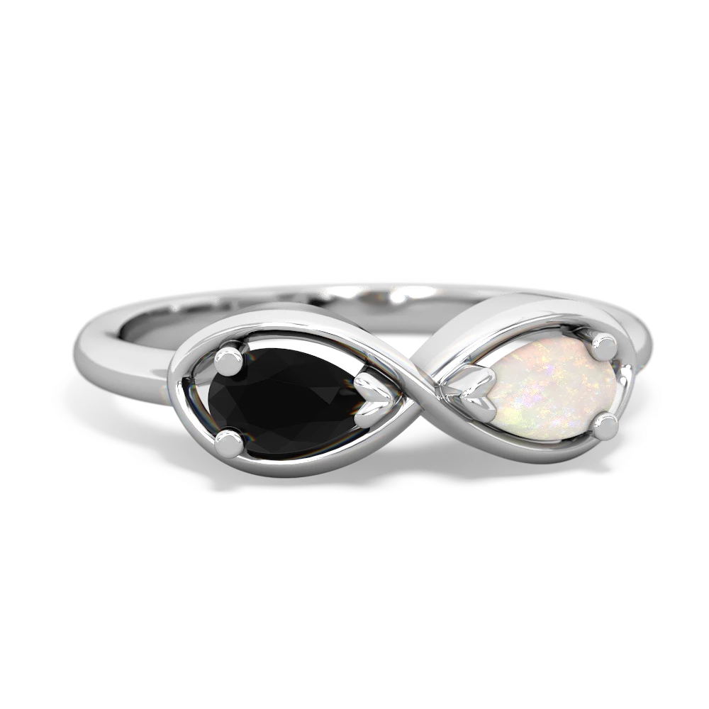 Onyx Infinity 14K White Gold ring R5050