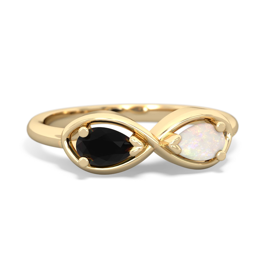 Onyx Infinity 14K Yellow Gold ring R5050