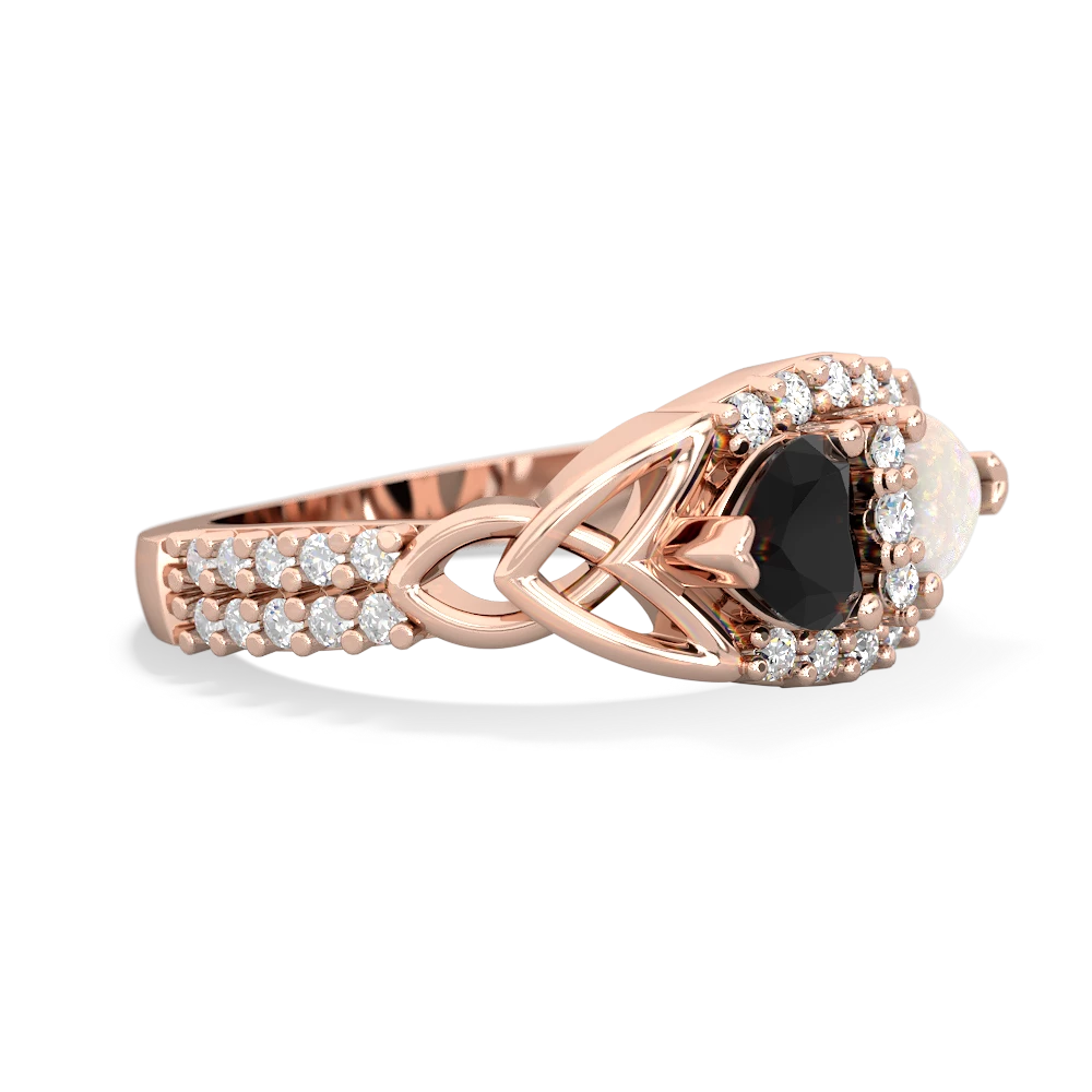 Onyx Sparkling Celtic Knot 14K Rose Gold ring R2645