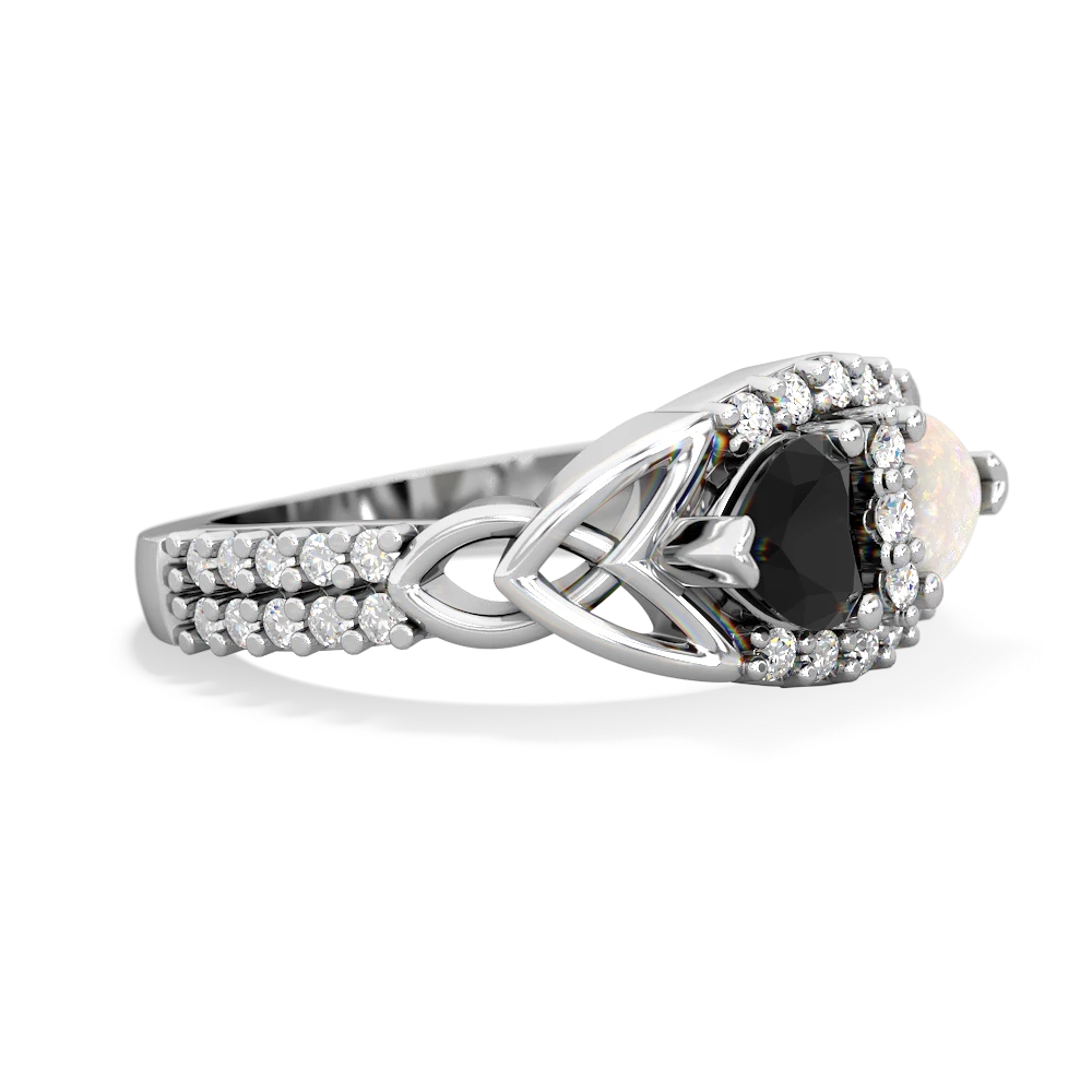 Onyx Sparkling Celtic Knot 14K White Gold ring R2645