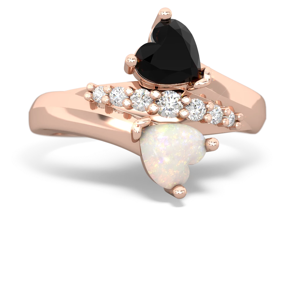 Onyx Heart To Heart 14K Rose Gold ring R2064