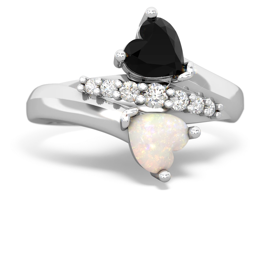 Onyx Heart To Heart 14K White Gold ring R2064