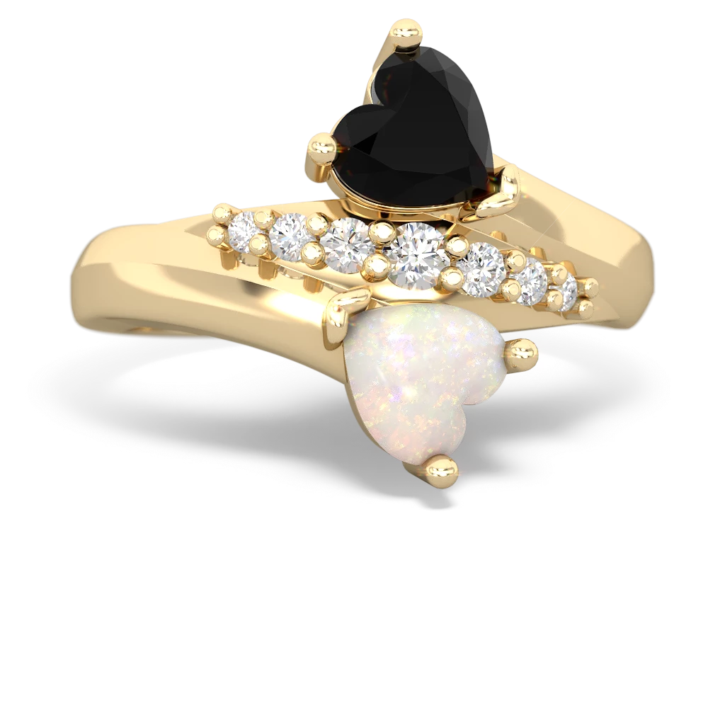 Onyx Heart To Heart 14K Yellow Gold ring R2064