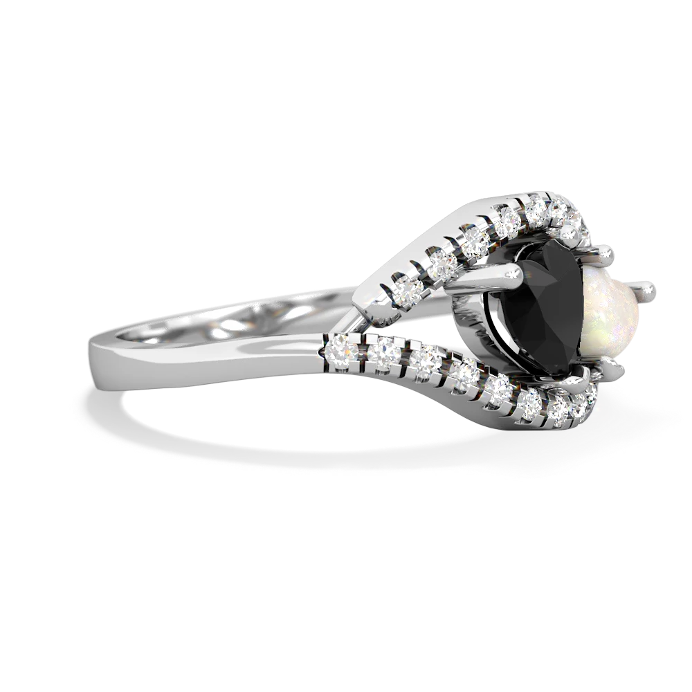 Onyx Mother And Child 14K White Gold ring R3010